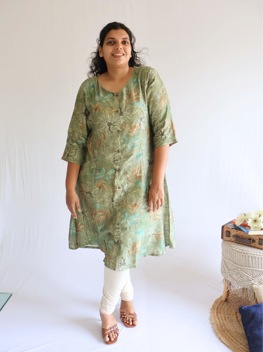 Moss Green A-Line Kurti