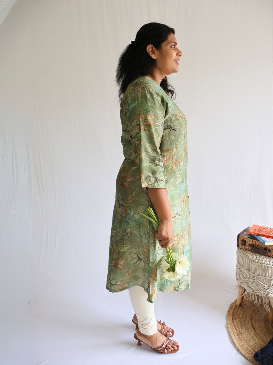Moss Green A-Line Kurti