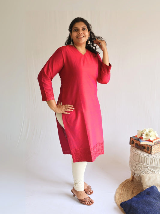 Rani Silk Straight Cut Kurti
