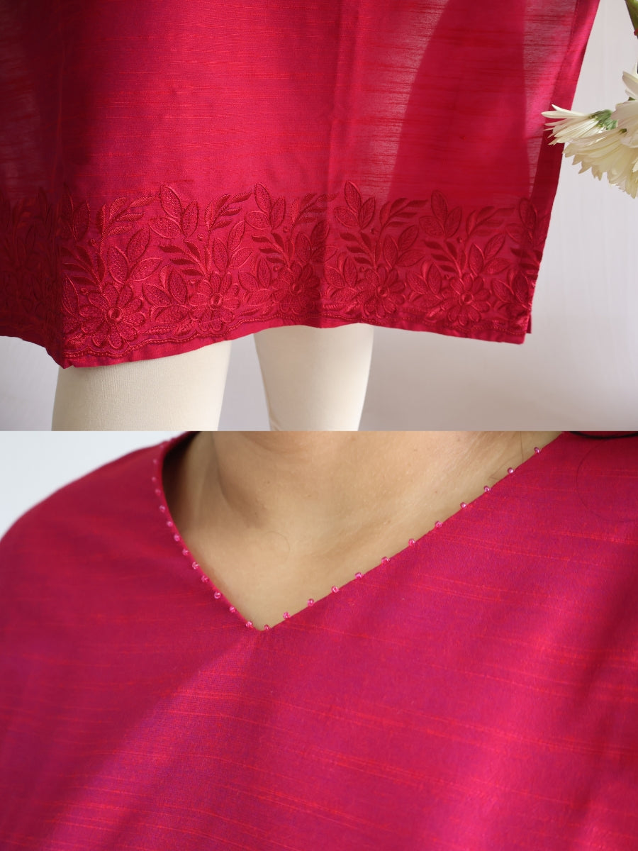Rani Silk Straight Cut Kurti